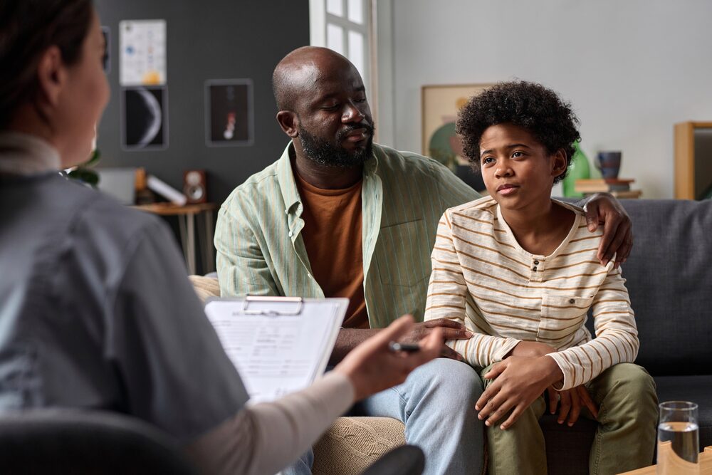 teenage boy in therapy session